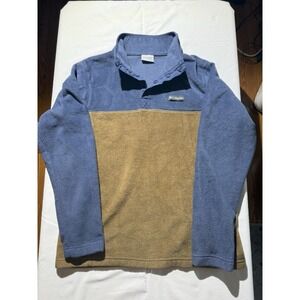 Columbia 1/4 Button‎ Navy Brown Medium Pullover Fleece